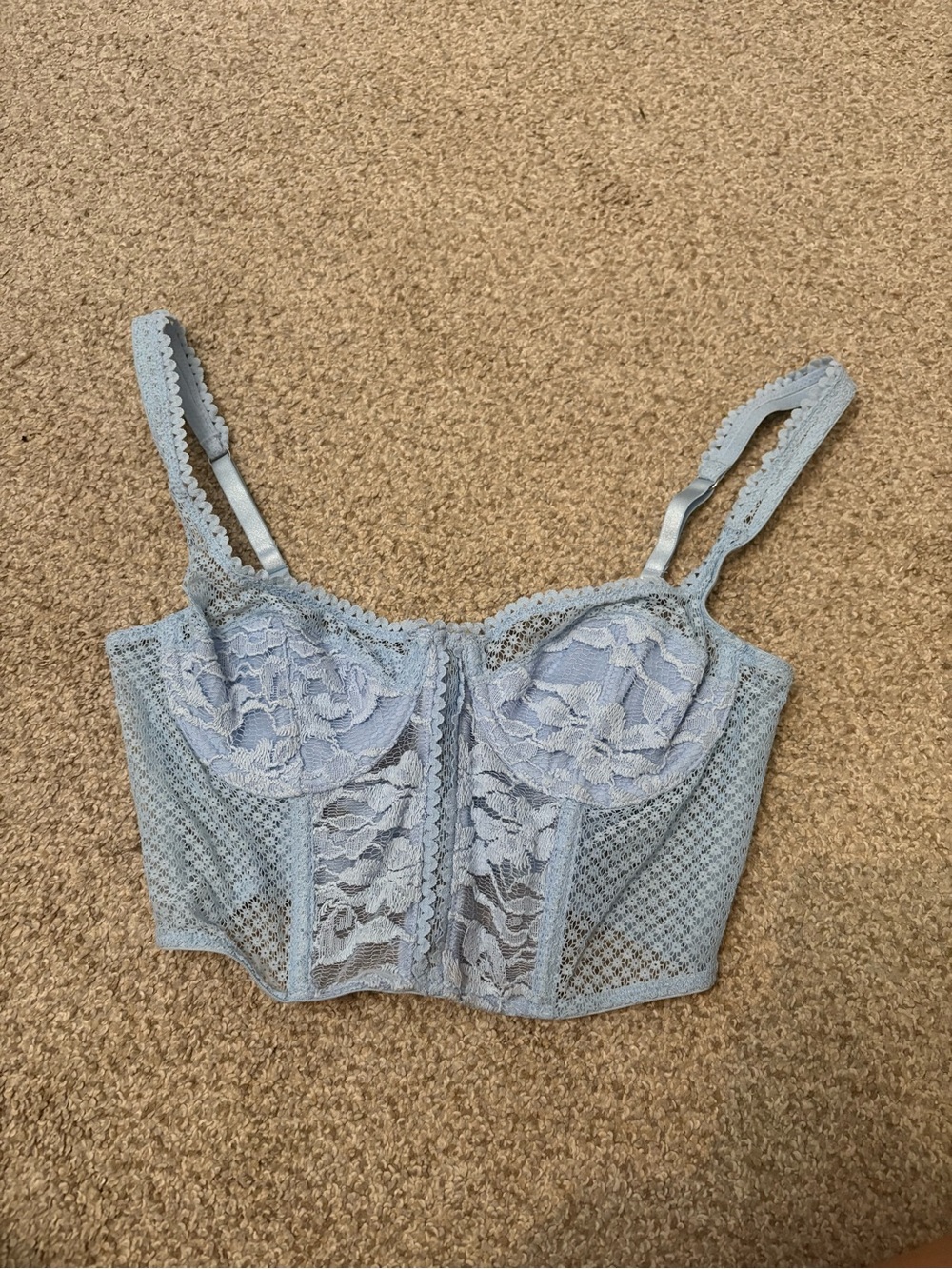 Urban Outfitters Powder Blue Lace Longline Bustier Bralette